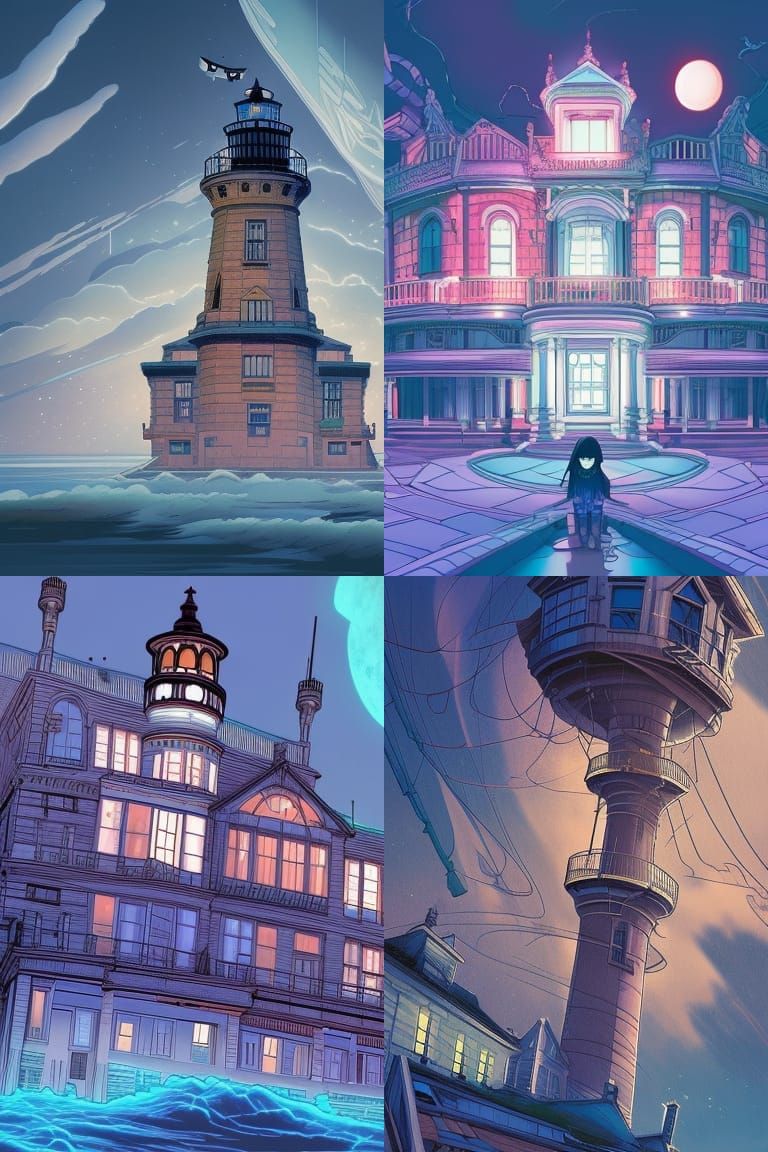 Cyber-Victorian Haunted Lighthouse Comic Art