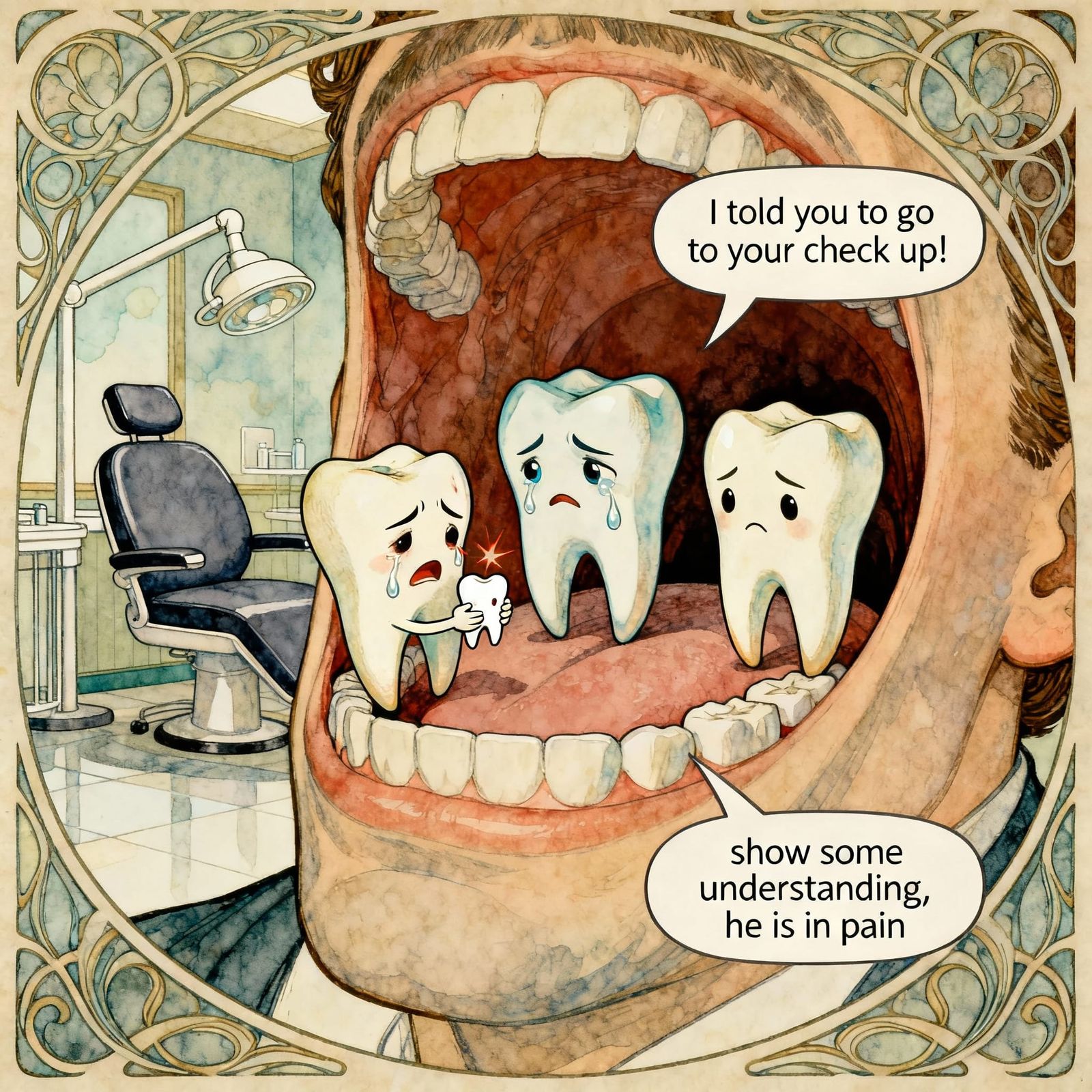 Anthropomorphic Teeth in Dentist Waiting Room