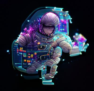 Cyberpunk Astronaut in Isometric View