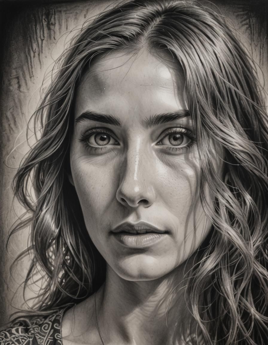 Detailed Charcoal Portrait of a Woman