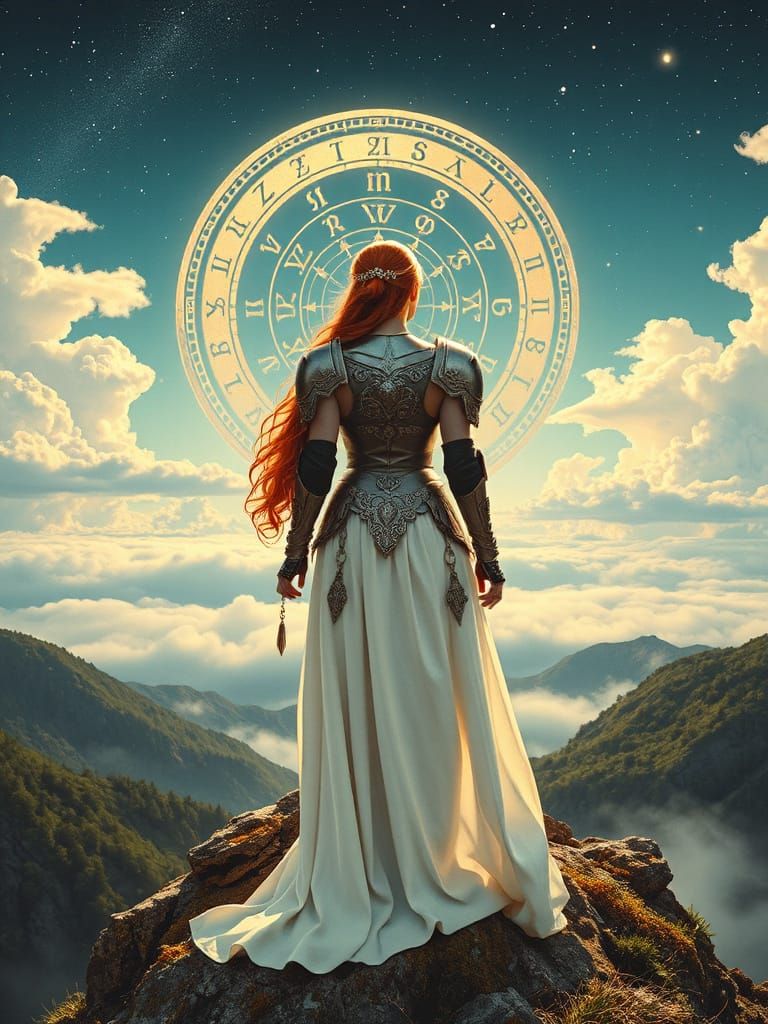 Warrior at Magical Portal in Ethereal Style