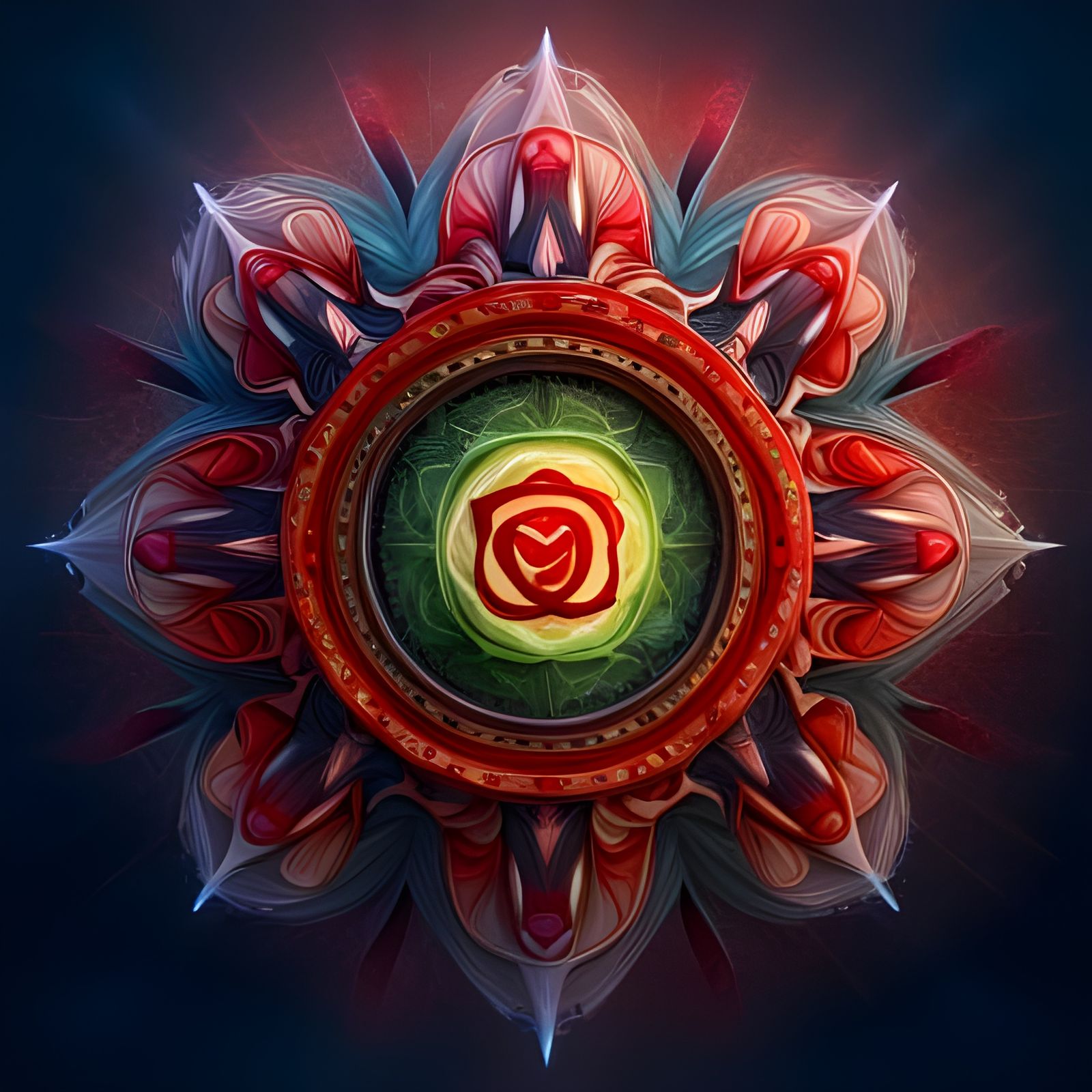 Detailed Red Root Chakra Mandala Concept Art