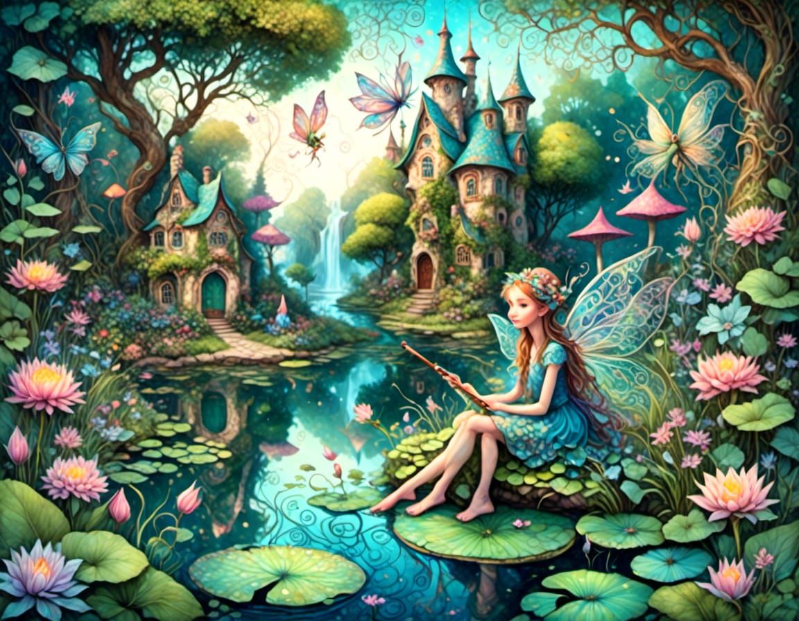 whimsical frog and fairy