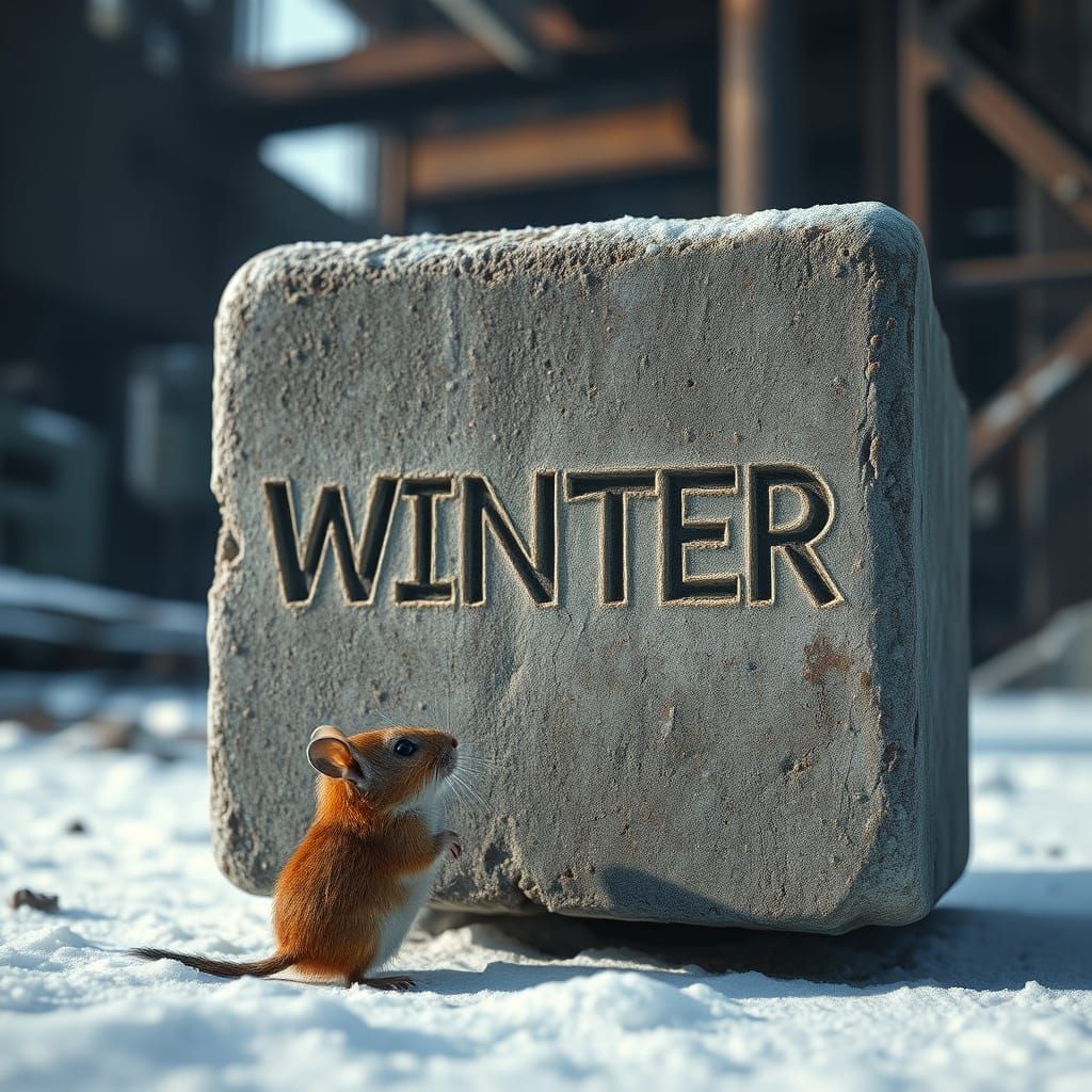 Mouse and Winter Block in Industrial Wasteland
