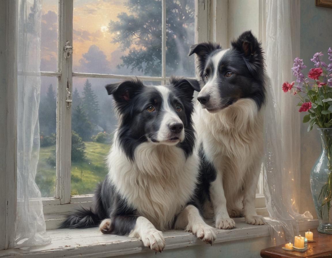Border Collie in Ethereal, Hyperdetailed Fantasy Scene