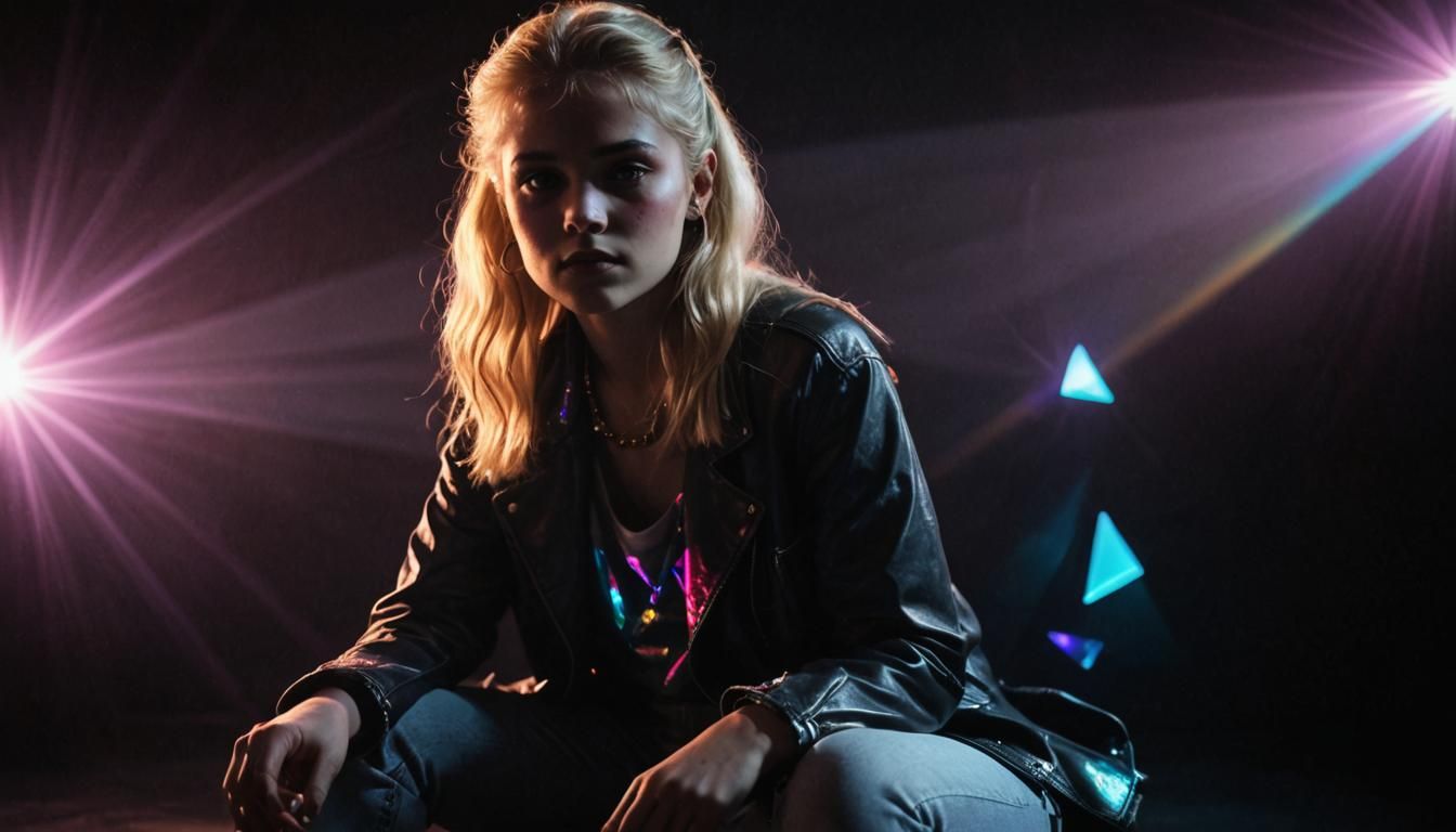 Mysterious 80s Blonde Teen in Shadow