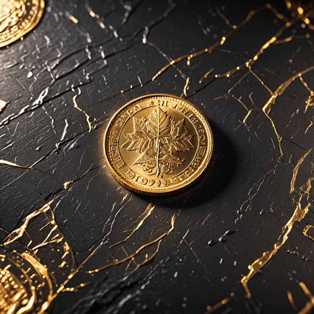 Luxury Gold Coin Macro Photography