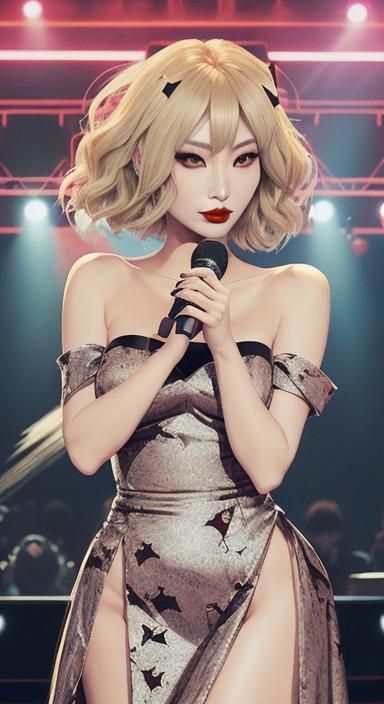 Anime Style Japanese Singer on Stage