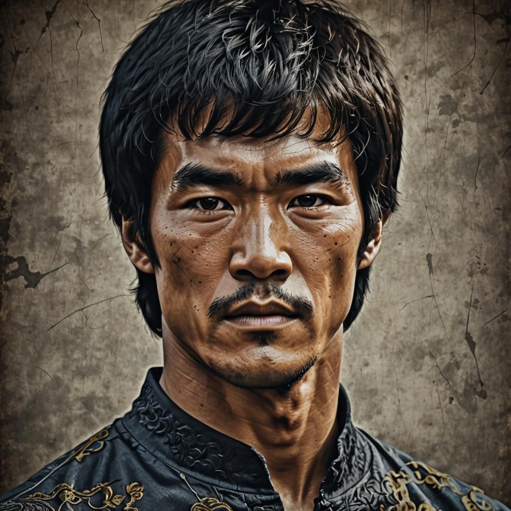 Hyperrealistic Portrait of Bruce Lee in Sharp Focus