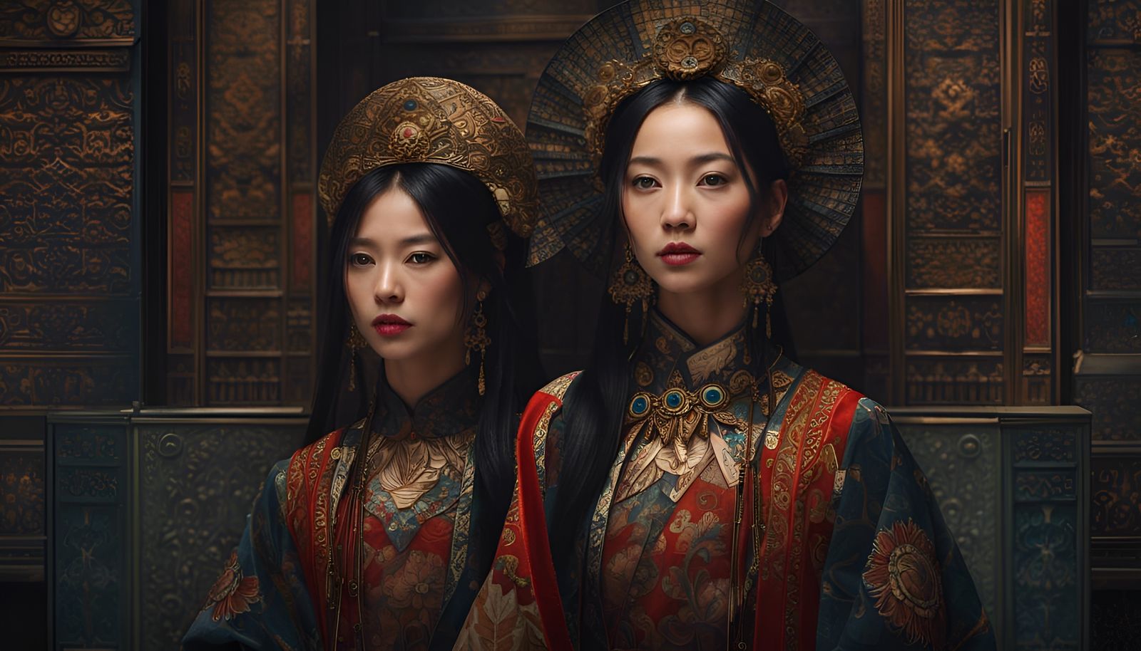 Tattooed Woman Portrait in Dark Horror Style