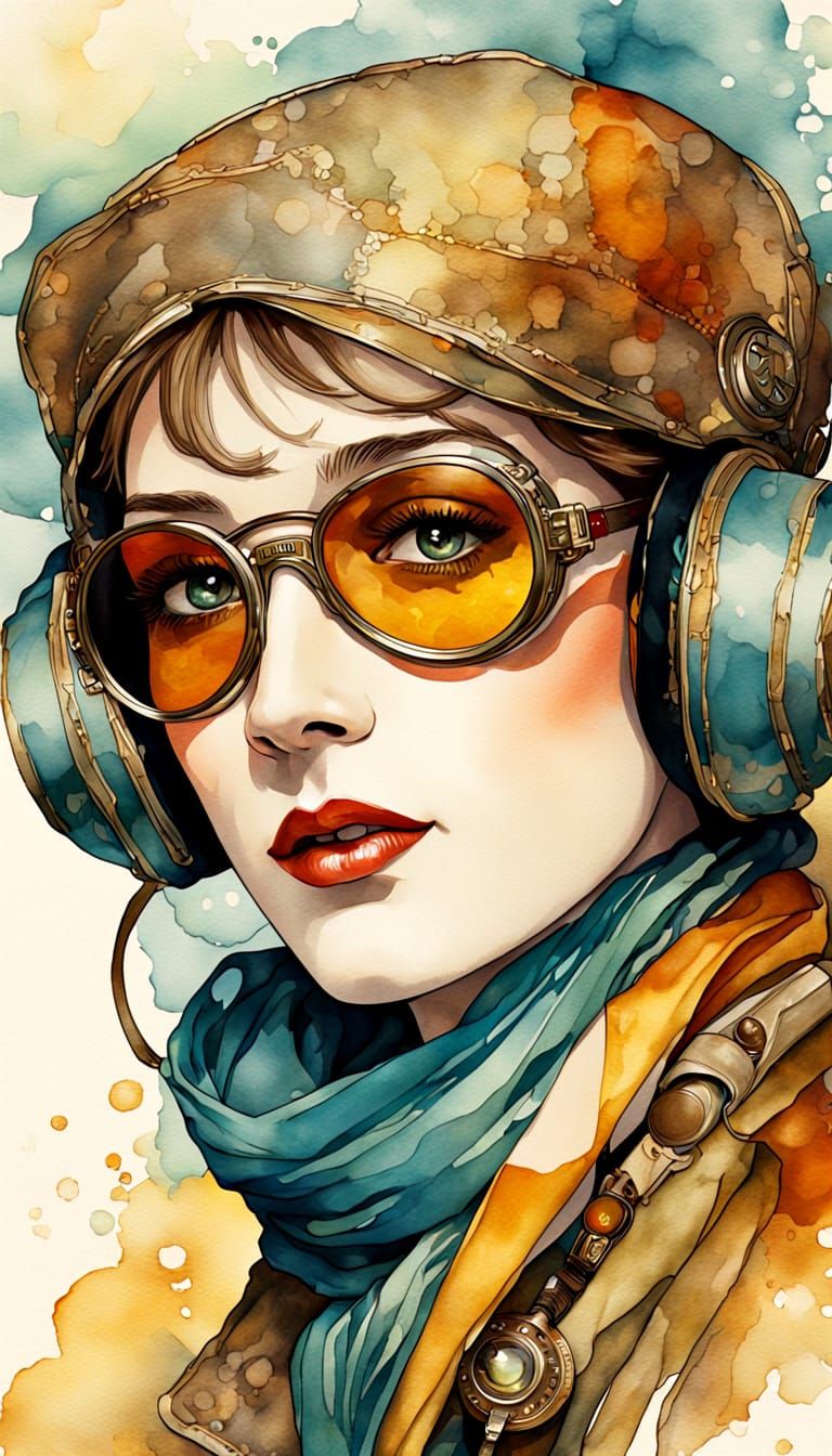 Elegant WWI Fighter Pilot in Art Nouveau Style