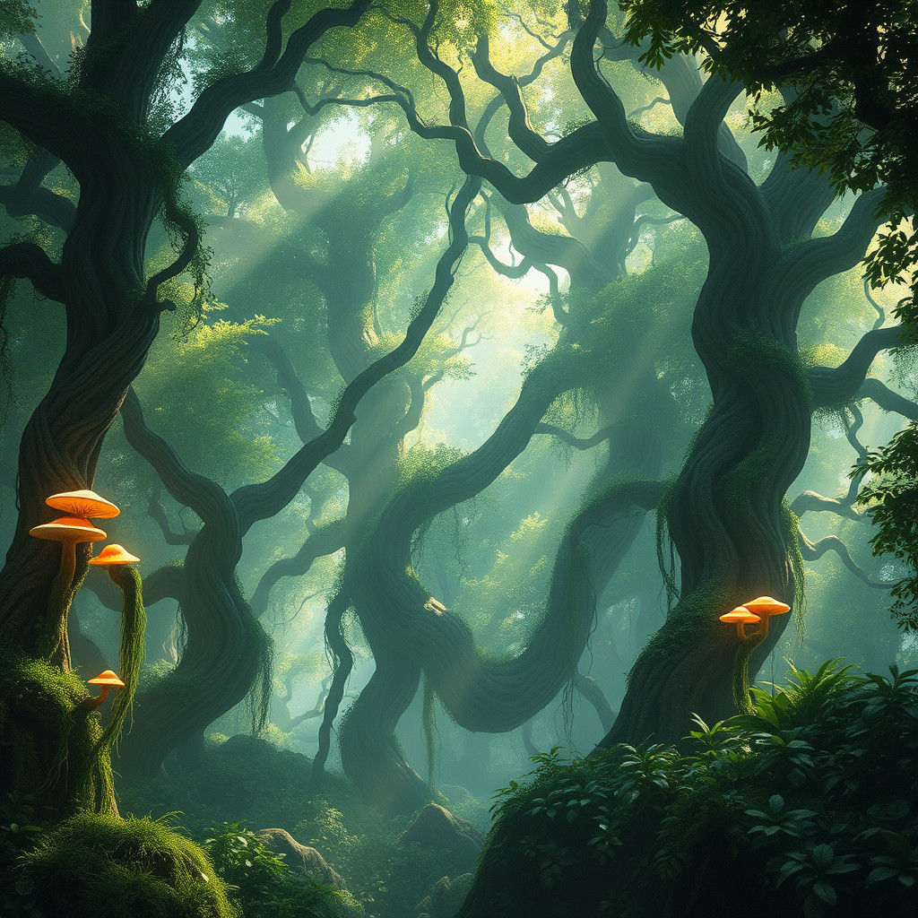 Mystical Forest Echoes with Ancient Word
