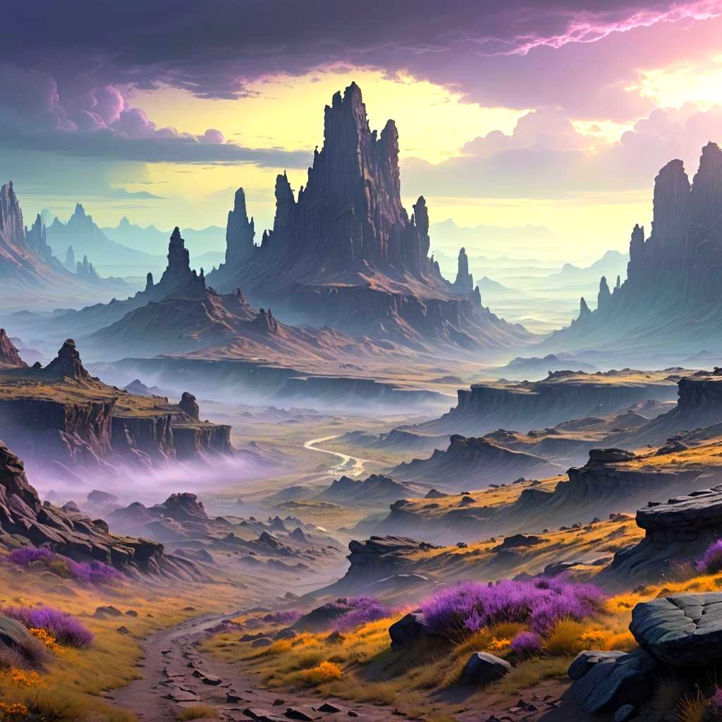 Barren Lands Under Green Fog, Dark Fantasy Concept Art