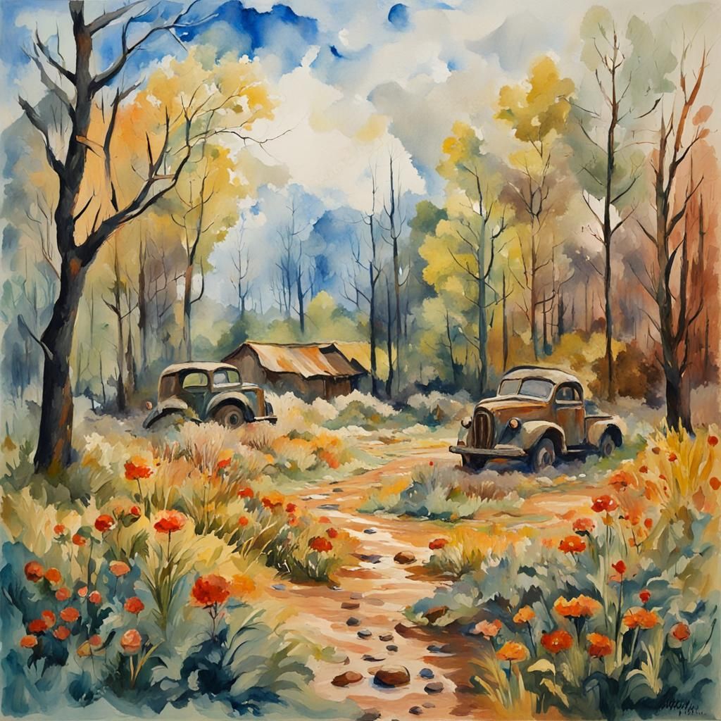 Nature Reclaims a Post-War Landscape in Gouache Style