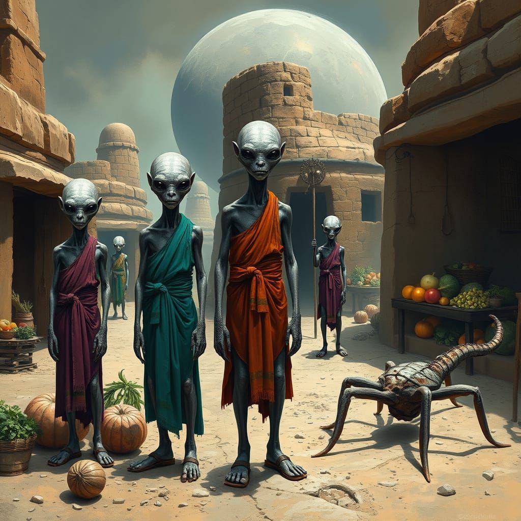 Exotic Alien Marketplace on Mysterious Planet