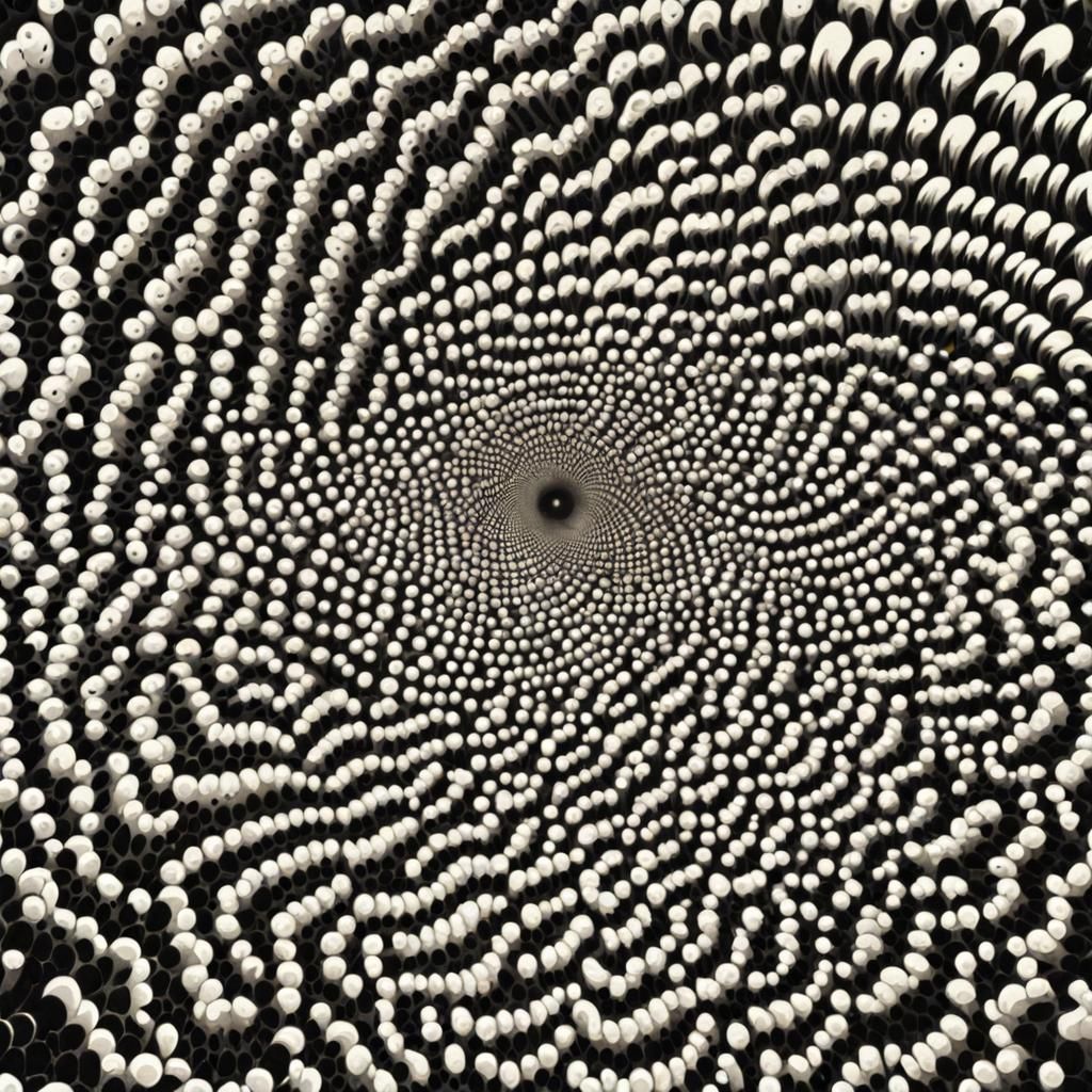 Psychedelic Spiral Pattern with Stippling and Symmetry