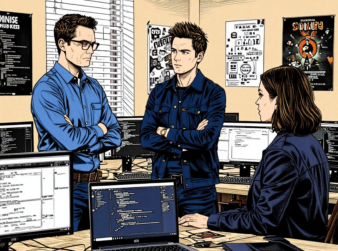 Jay Assesses Mark's Bricked Laptop in Workspace