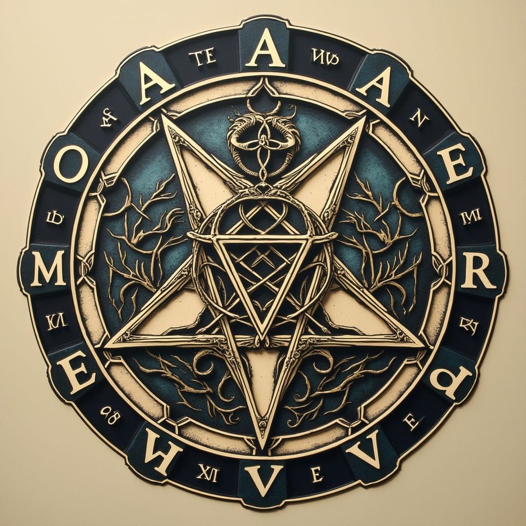 Surreal Sigil in Ancient Mystical Style Combines Geometric S...