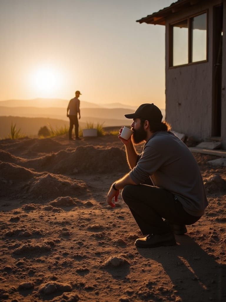 Golden Light on a Construction Worker's Face