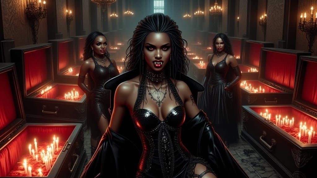 Dark Jamaican Vampiresses in Patent Leather