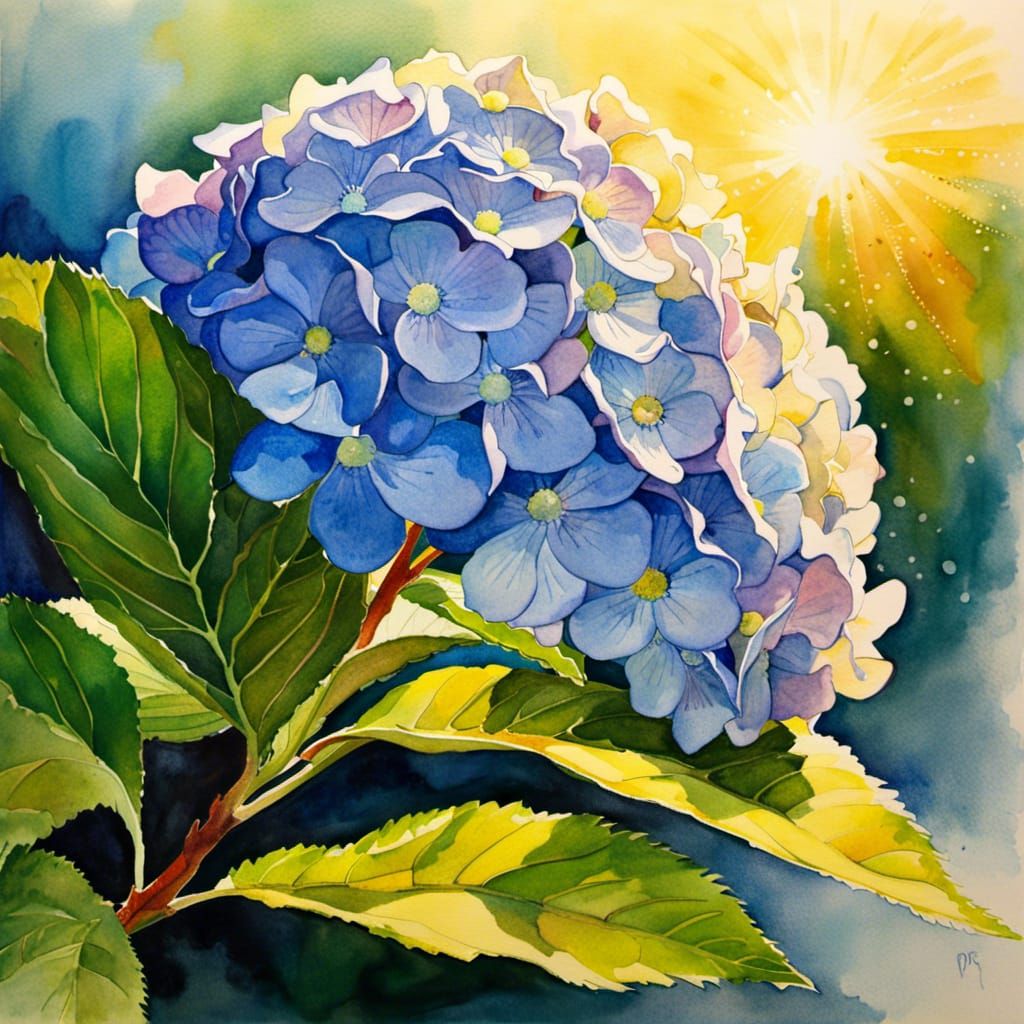 Watercolor Hydrangea Fantasy Painting