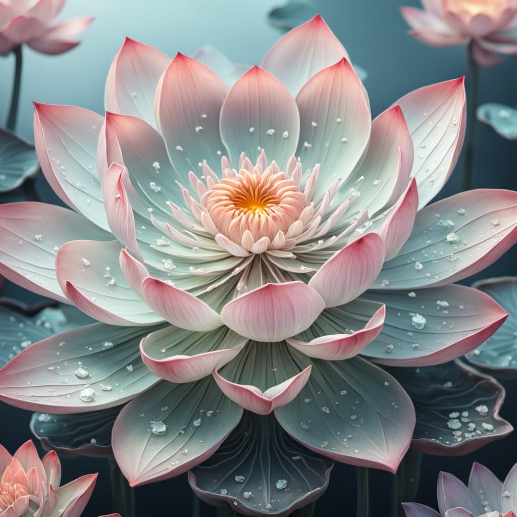 Crystalline Lotus Flower in Pastel Colors, 8K