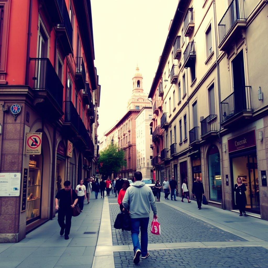 Surreal Zaragoza Cityscape in Spanish Architectural Style