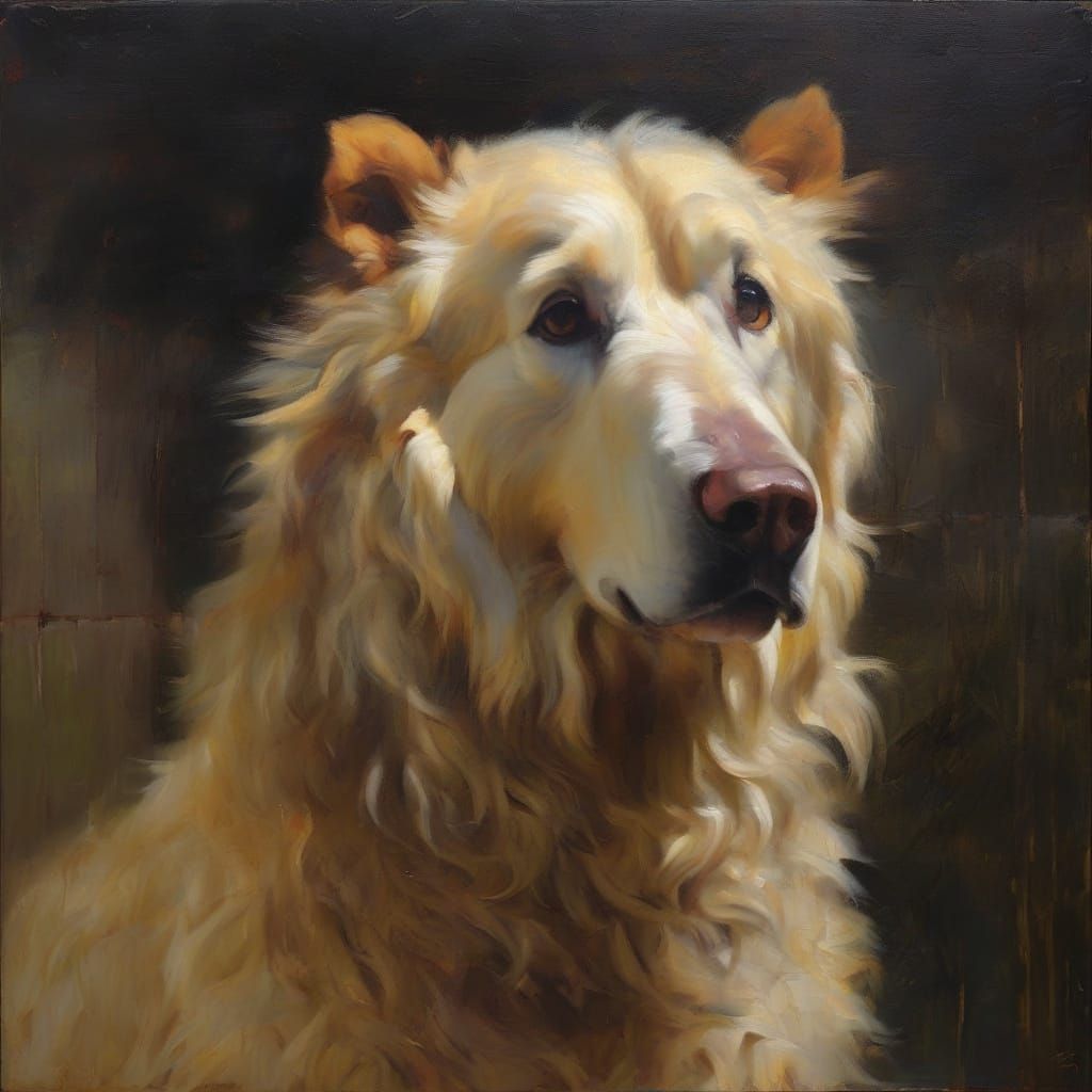 Baroque Animal Painting: Beast Gazing at George Bush