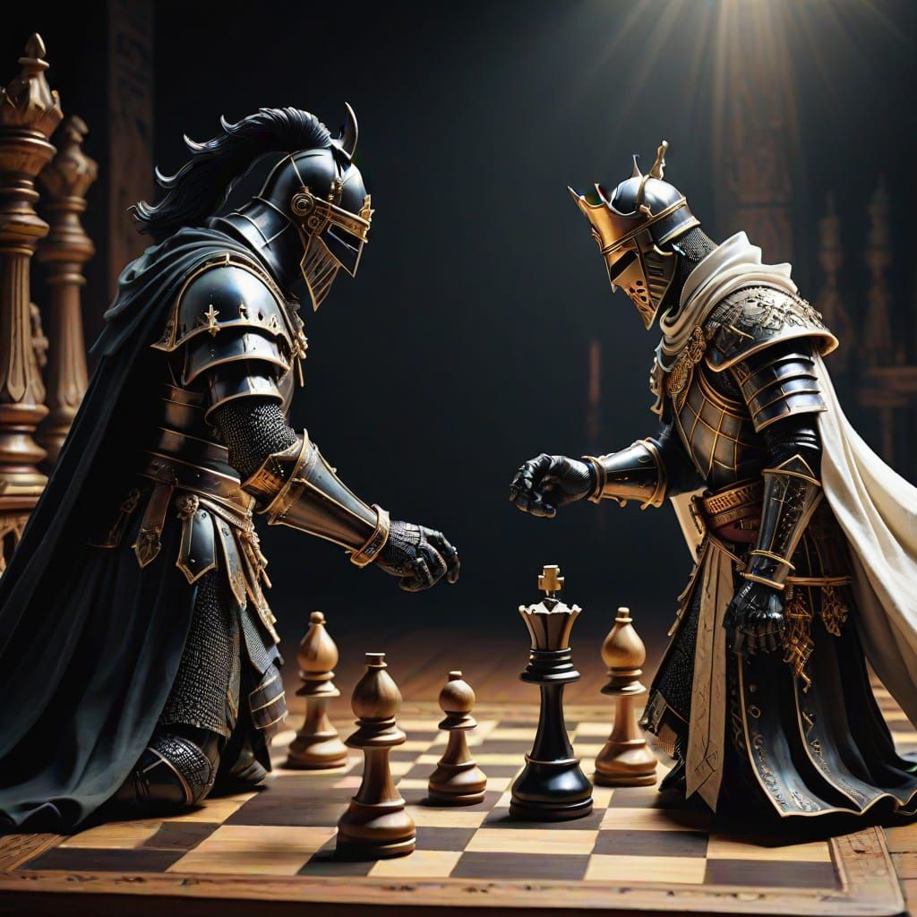 Epic Chessboard Clash in Dynamic Lighting