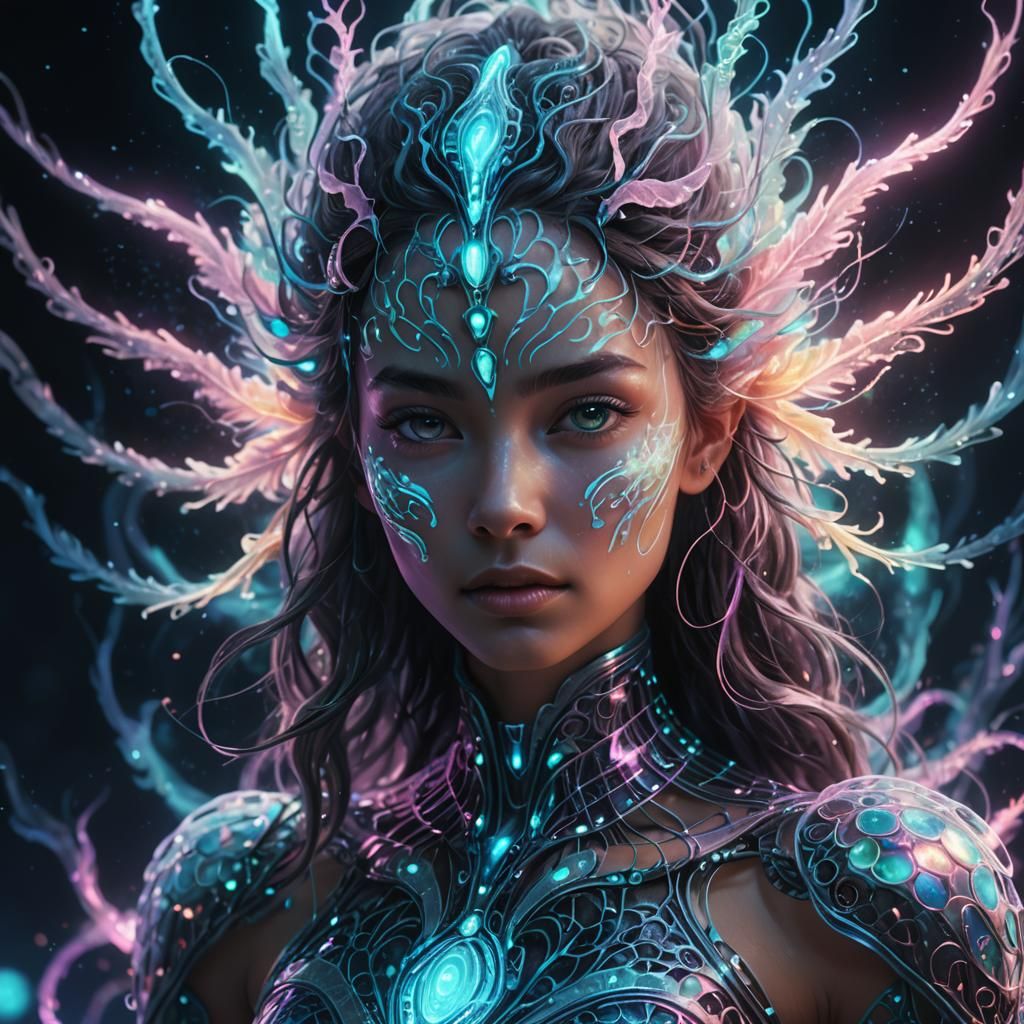 Ethereal Creature in Sci-Fi Bioluminescence