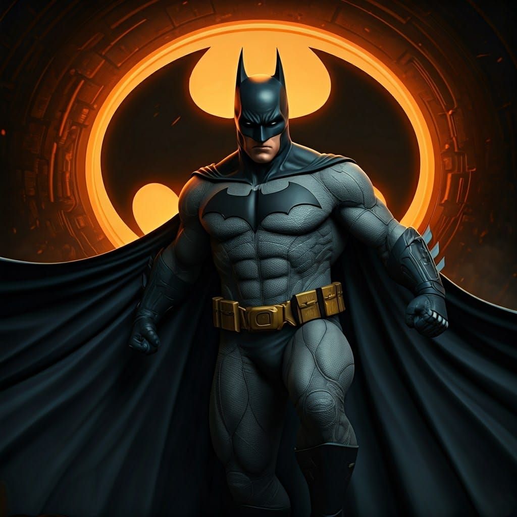 Stylized Batman in Boeremag Costume, Orange and Yellow Backg...