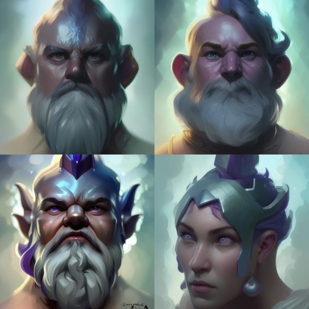 Dwarf Cleric in Purple Gem Armor Portrait