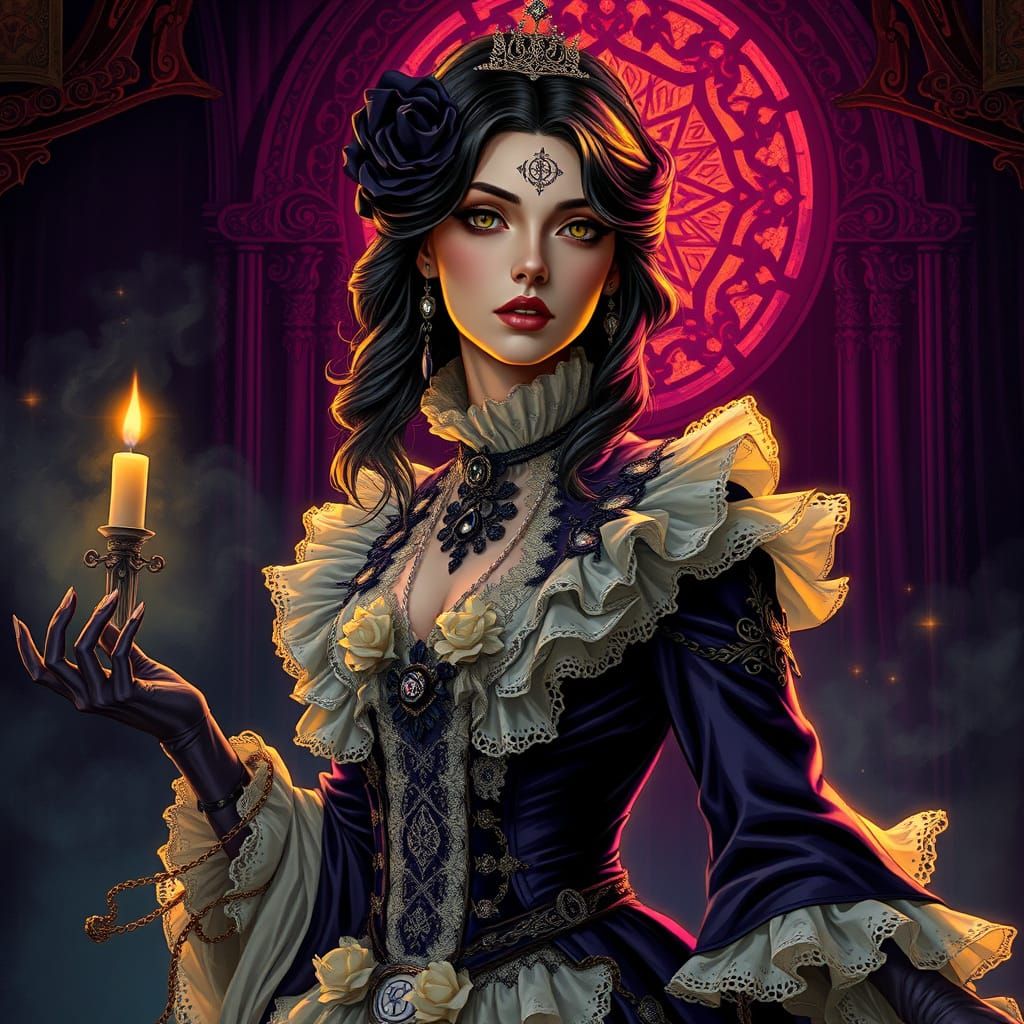 Regal Gothic Woman in Dark Fantasy Style