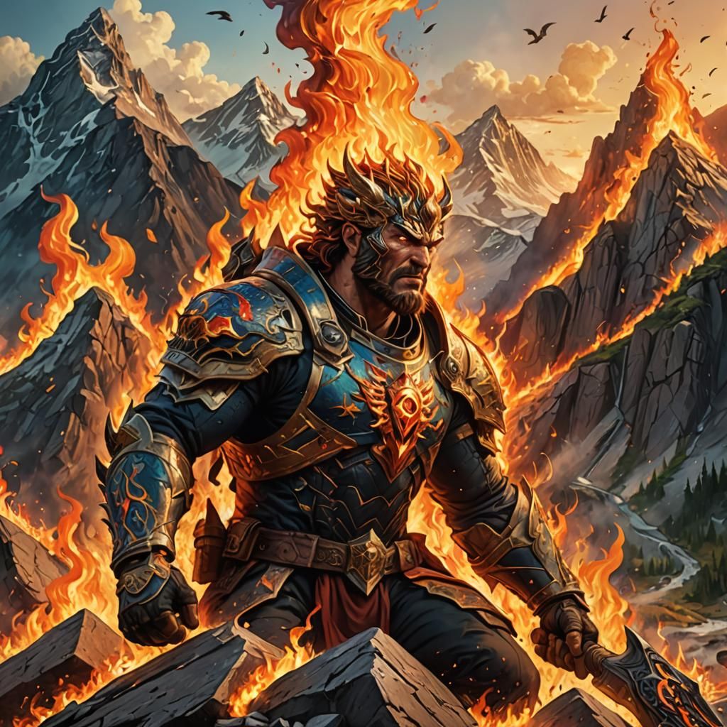 Hyperrealistic Mountains Splash Art with Dramatic Lighting