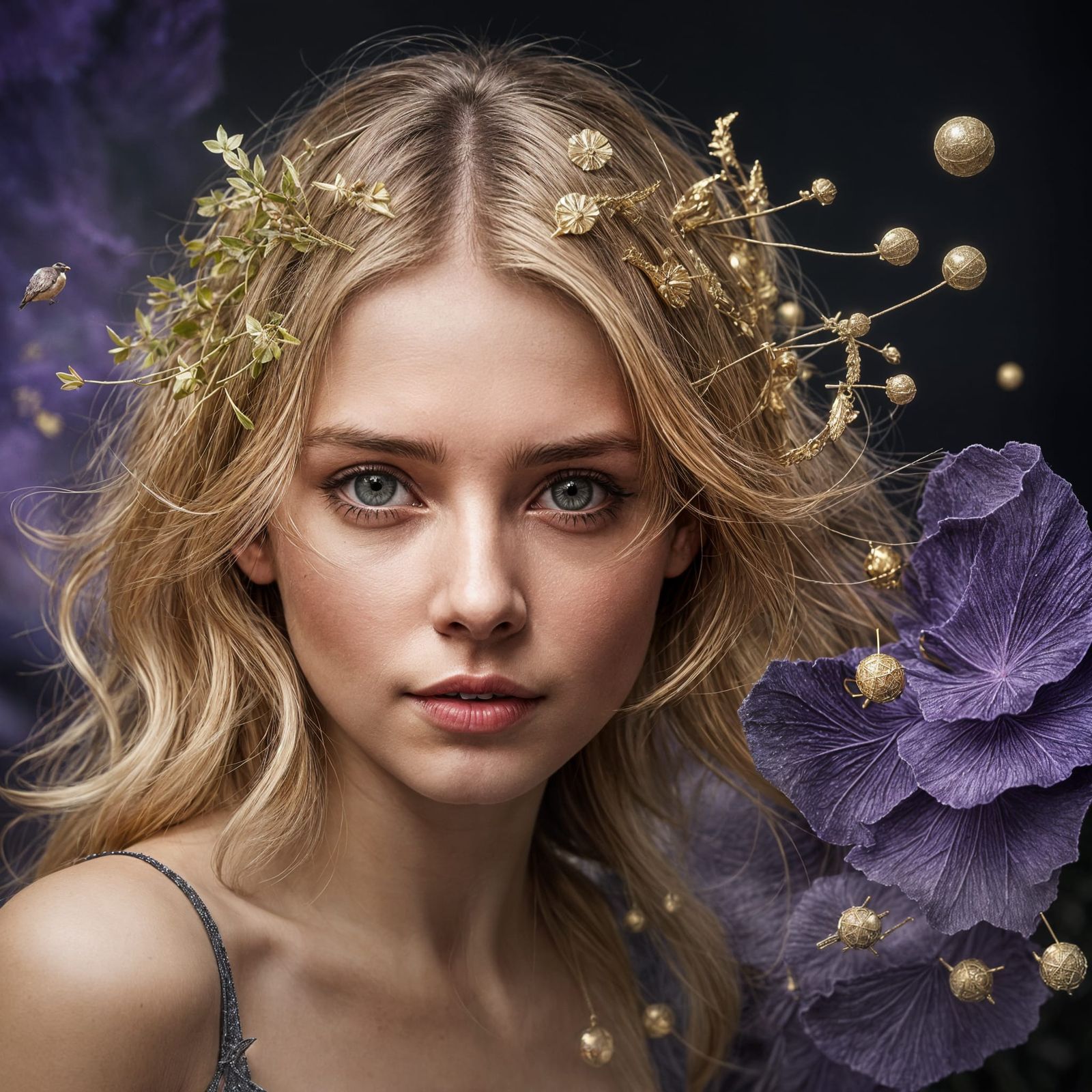 Cosmic Weaver Woman Creating Life from Light