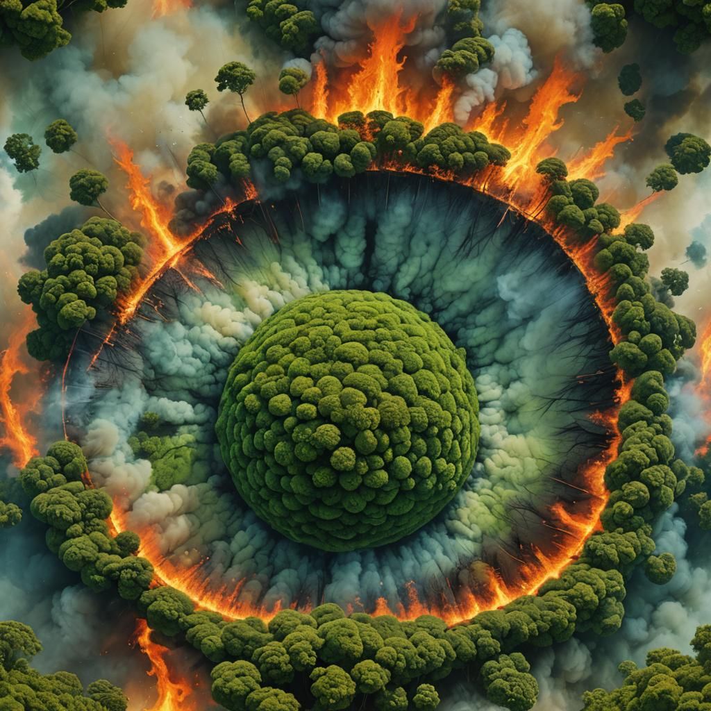 Fiery Earth Divided: A Surreal Environmental Masterpiece