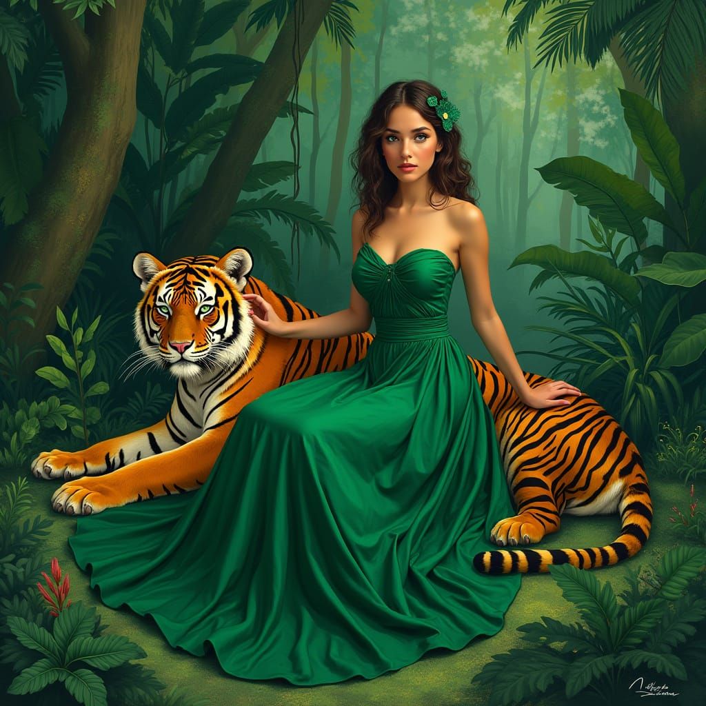 Ethereal Green Goddess in Jungle Paradise