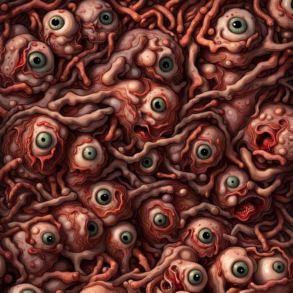 Disturbing Flesh Mound Covered in Eyes