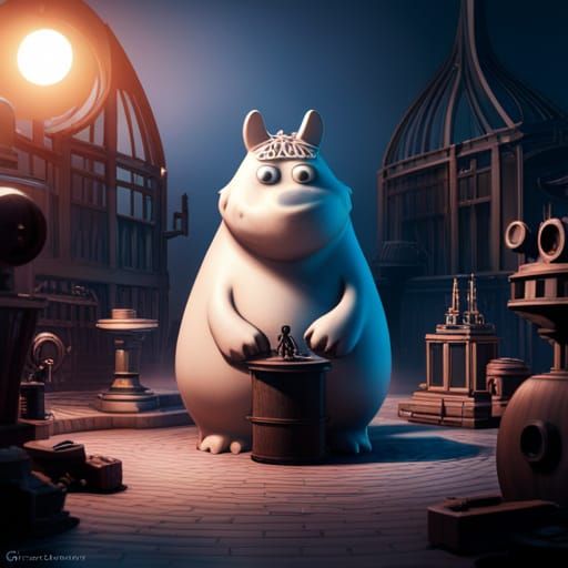 Moomin Portrait in Dark Fantasy Style