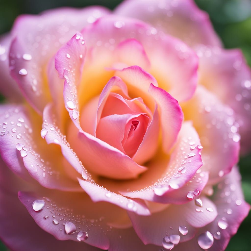 Sparkling Pink Rose Macro Shot in Digital Art