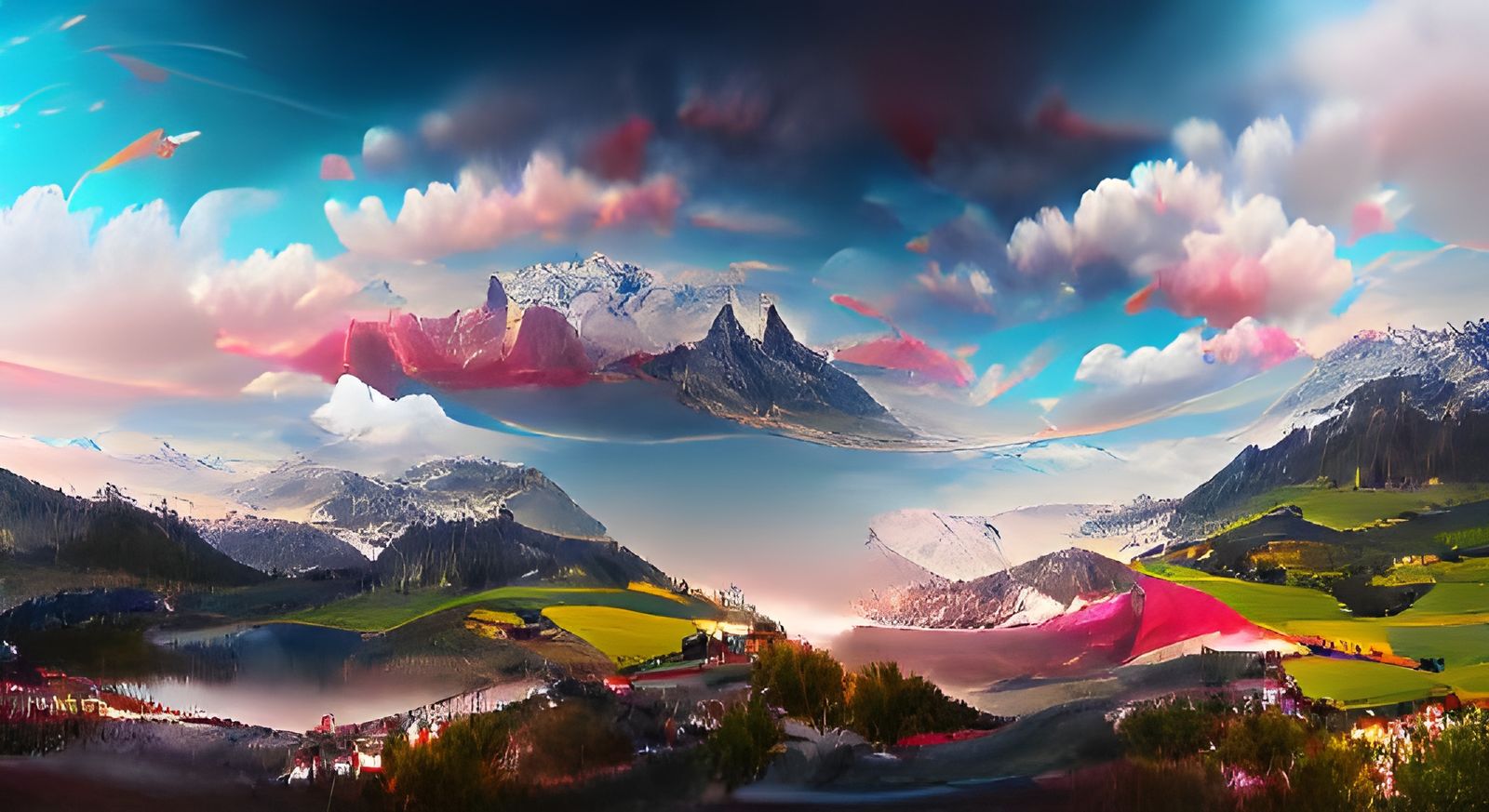 Swiss Alps Panorama in Detailed Painting Style