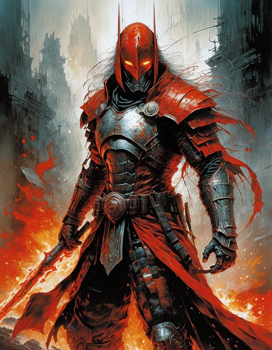 Fiery Red Abstract Art in Comic Style