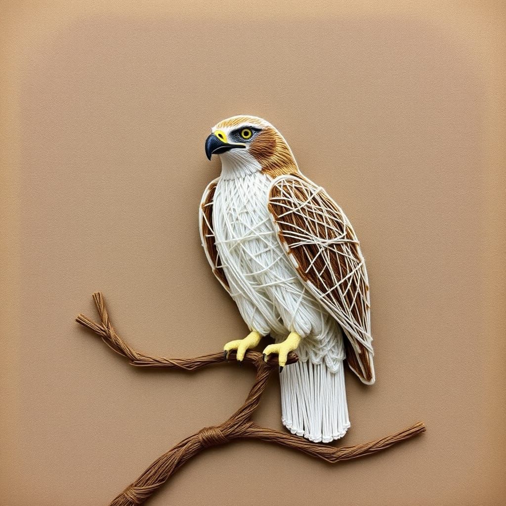 Hawk String Art Doll Inspired by Ellen Jewett