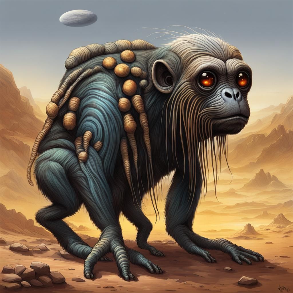 Alien Exoplanet with Takin/Tamarin Creatures: Speculative Xe...