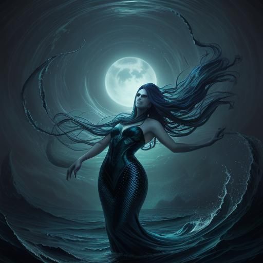 Mysterious Mermaid Emerges in Dark Surrealism