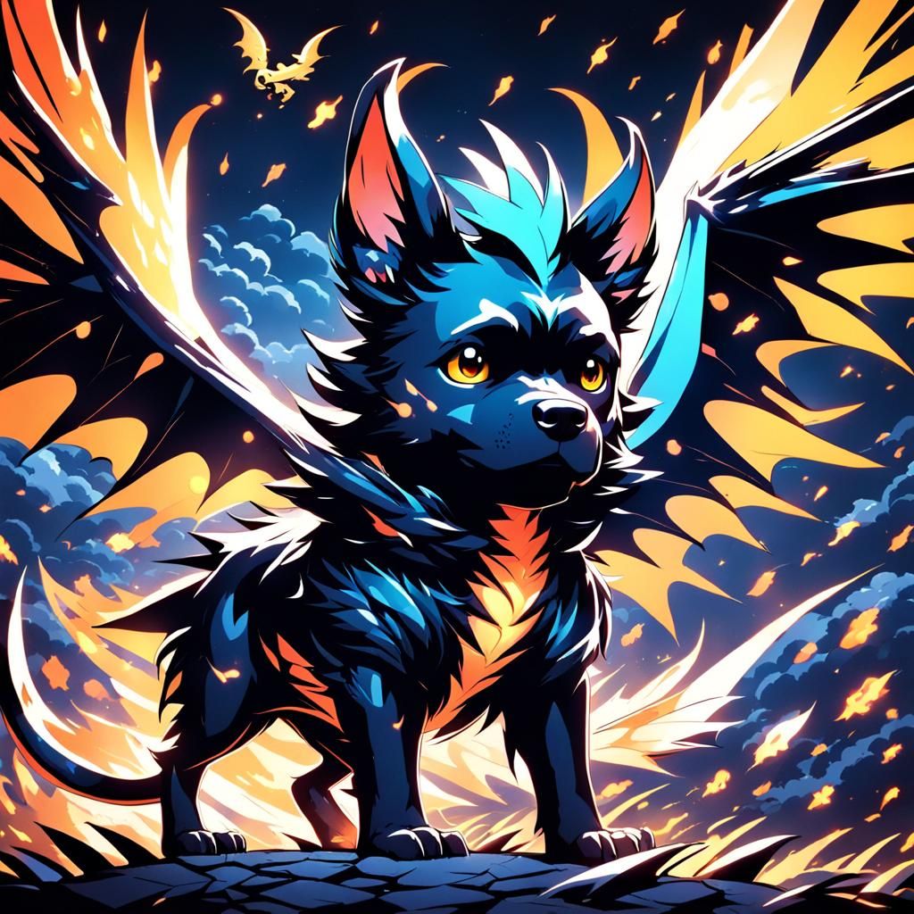 Manga-Inspired Dragon Dog with Cinematic Lighting