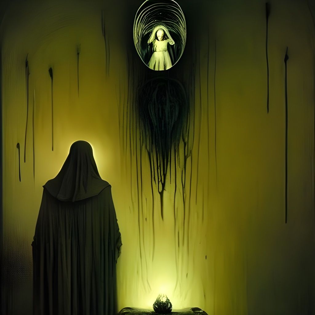 Sinister Horror Scene of Loneliness in Dark Academia Style