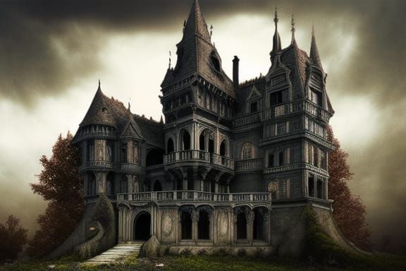 Creepy Gothic Castle in Pre-Raphaelite Style
