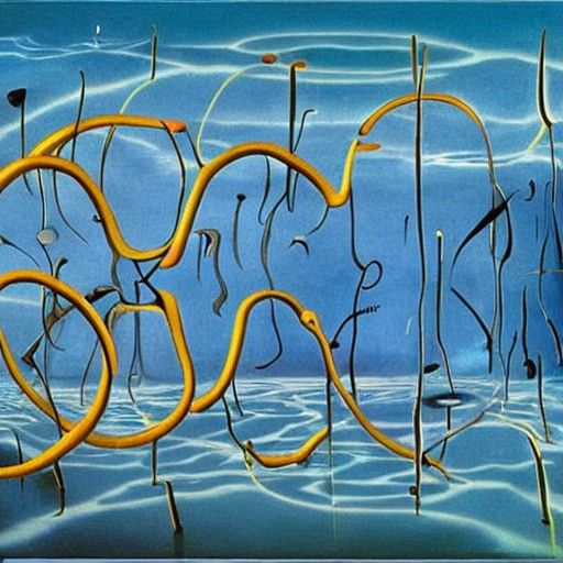 Surreal Electric Stingrays in Dunk Tank, Dali Style