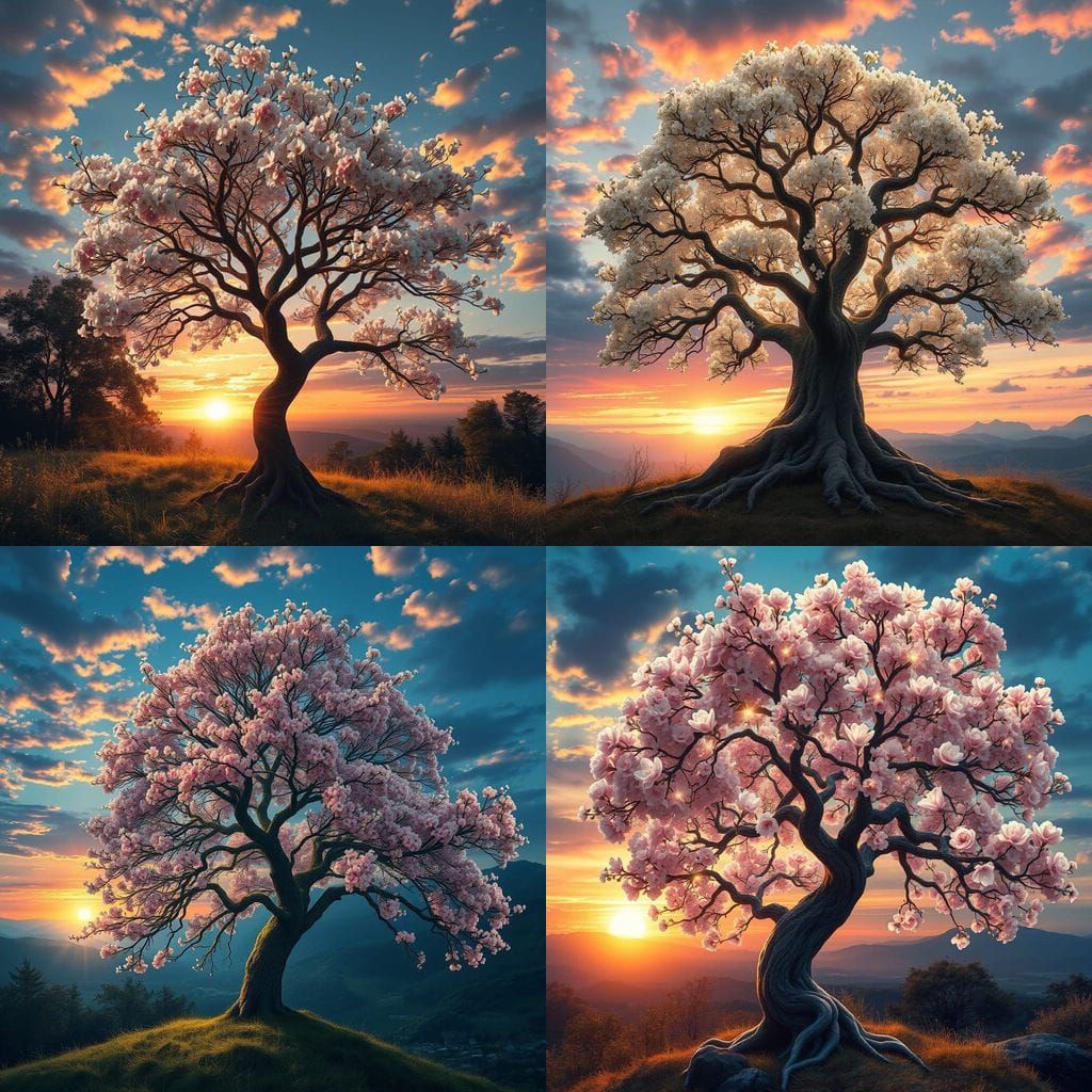Vibrant Tree of Life in a Breathtaking Sunset Scene